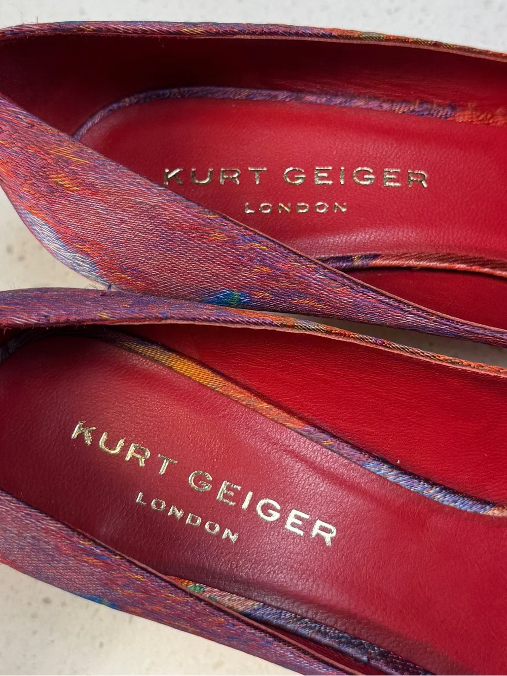 Kurt Keiger London Pia Jewel Jacquard Pointed Toe Pumps Kitten Heels 40.5 / 9.5